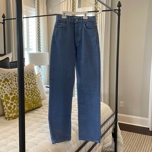 Zara High Rise Straight Leg Jeans; Blue - size 0
